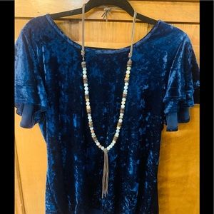 Long Multi-Colored Beaded Necklace - Boutique Bought